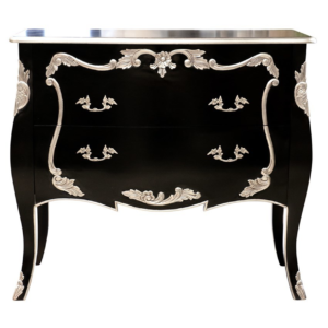 Silver Leaf Chest of Black Drawers