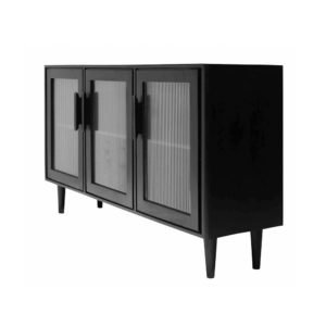 TATE GLASS SIDEBOARD BLACK - 3 DOOR